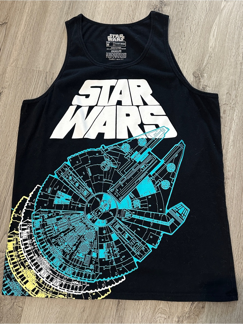 Star Wars Millennium Falcon Blueprint Tank Top Medium Black Fifth Sun